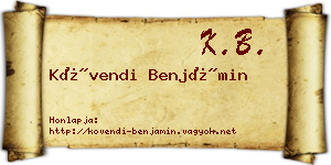 Kövendi Benjámin névjegykártya