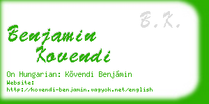 benjamin kovendi business card